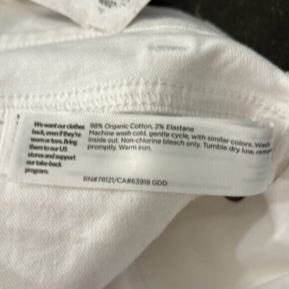 Eileen Fisher White Straight Ankle Jeans Frayed Hem Size S/P - Picture 7 of 9